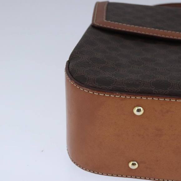 CELINE Macadam Canvas Hand Bag PVC Leather 2way Brown Gold Auth 100655 - Picture 14 of 16